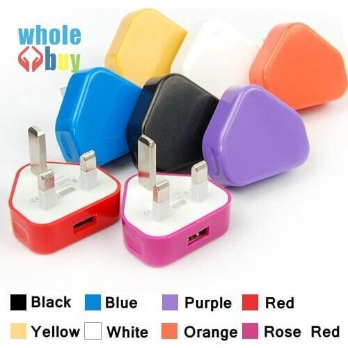 100pcs Colorful For iphone 5 UK Plug USB Charger AC Wall charger usb Power Adapter Charger for iPhone 3 3GS 4 4S