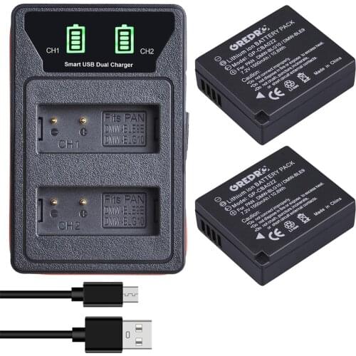 1500mAh DMW-BLG10 DMW-BLE9 Battery with Charger for Panasonic LUMIX GF5 GF6 GX7 LX100 GX80 GX85, DMW BLG10 BLG10E BLG10PP BLE9