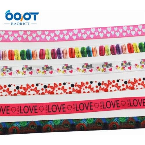 16mm,10 yards Cartoon Elastic Foldover Elastics Stretch Hair Ties Headbands for Baby Girls Hair Bow,E-20519-1146
