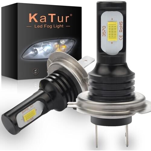 Katur 2Pcs 72W H7 LED Bulb Super Bright Car Fog Lights 12V 6500K White Driving Day Running Lamp Auto Led H7 Powerful Bulb