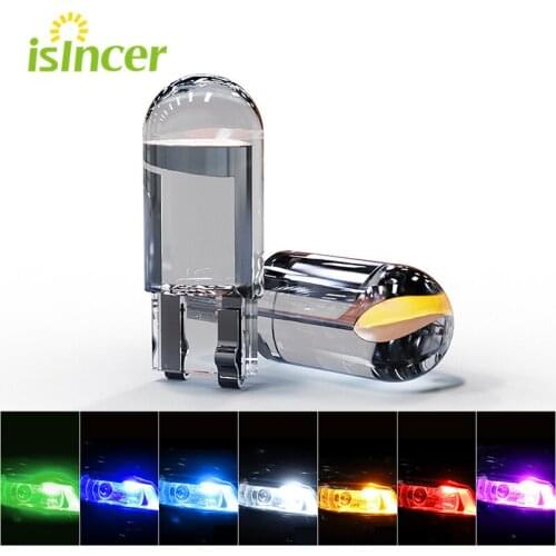 2PCS W5W 168 194 T10 Car Led Highlight Glass Shell COB Car Width Lamp Interior Lamp 3000K Led Lamp Multi-Color Led Dome Lights