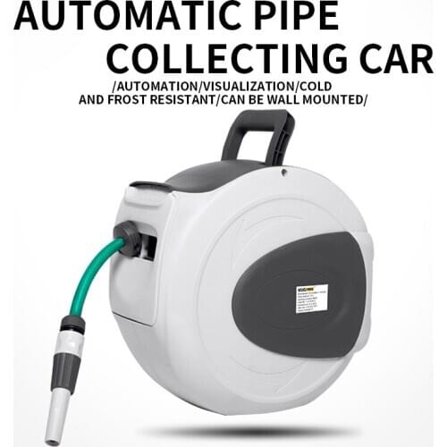 20M Automatic telescopic recycling hose truck outdoor garden watering gun wall-mounted replaceable hose storage rack