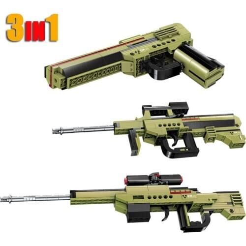 Qman 3in1 Creator DIY Desert Eagle Gun Handgun Bullets High Simulation Model Technic Building Blocks Toys For Children Boys
