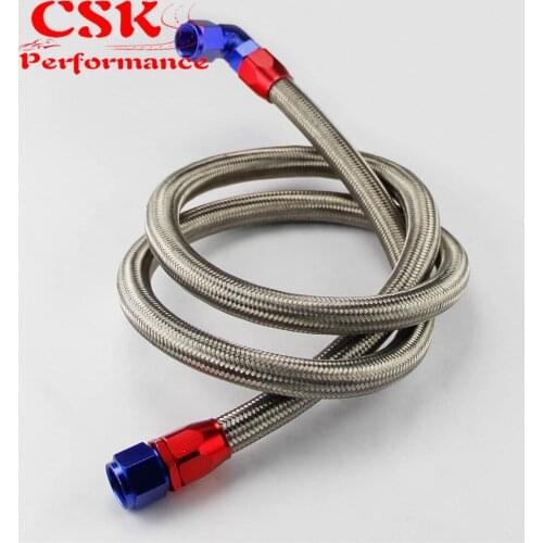 63 inch AN10 Stainless Steel/ Nylon Braided Oil/Fuel Line Hose w/ Adapter Kit Silver/Black