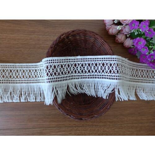 7CM Wide 5 Yards Crochet Fringe Lace Trim In Ivory White For Bridal Dress, Cake Decor, Dolls Outfits Free Shipping