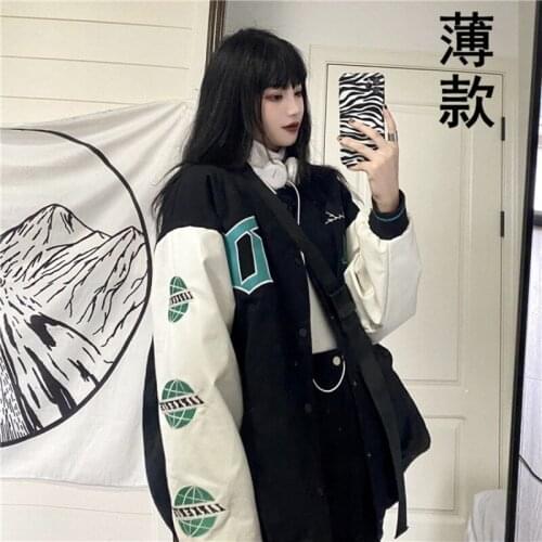 Baseball Jacket Coat Women Spring New Harajuku Korean Style Loose Outerwear cool Girls Y685