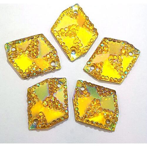GLEAMING Resin Yellow AB Stones and Crystals Rhinestones Strass Crystal For Sewing Accessories Sew-on Evening Wedding Prom Dress