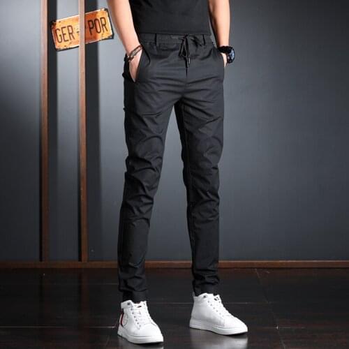 Casual Pants Men 2021 Summer Lightweight Slim Fit Trousers Korean Streetwear 4 Colors