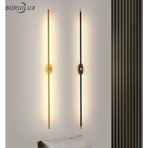Black Gold White Simple Long New Modern LED Wall Lights Indoor Lighting Living Study Room Bedroom Bedside Apartment Aisle Lamps