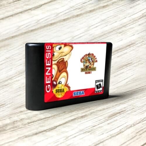 Chip 'n Dale Rescue Rangers - USA Label Flashkit MD Electroless Gold PCB Card for Sega Genesis Megadrive Video Game Console