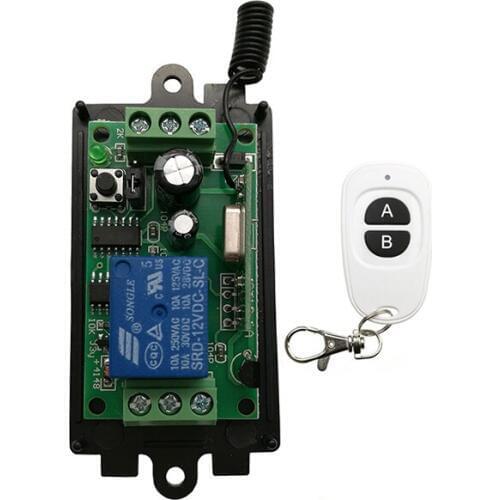 DC 9V 12V 24V 1 CH 1CH RF Wireless Mini Switch Relay Receiver Remote Controllers & White AB keys Waterproof Transmitter shutters