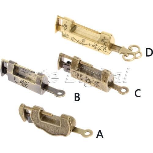 DRELD Antique Bronze Chinese Old Decorative Lock Jewelry Chest Box Lock Padlock for Wooden Wood Suitcase Drawer Cabinet