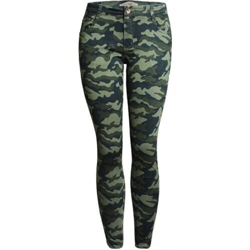 Elasticity Women Camouflage pants Slim Trousers Army Tight Spring Military Green