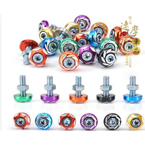 Cool Motorcycle Accessories Nut Bolt Motocross Modification Products Round Carved Colorful Moto License Plate Screw Nut