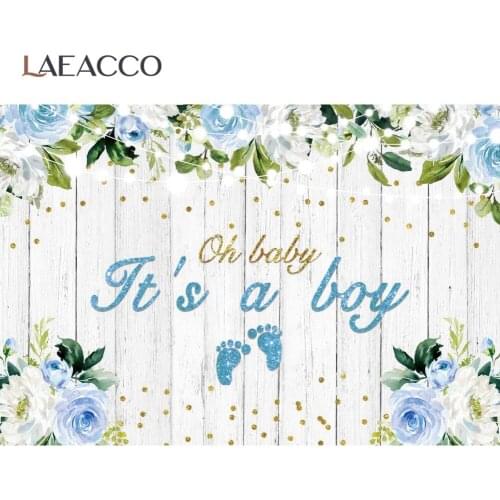 Laeacco White Planks Wooden Board Spring Flowers Baby Shower Baptism Party Customized Poster Photo Background Photo Backdrops