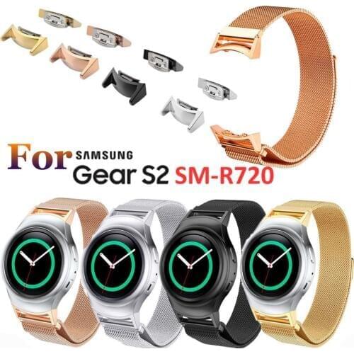 Milanese Band for Samsung Gear S2 SM-R720 Loop Stainless Steel Magnetic Belt Replacement Sport Strap with Connector Curve Ends