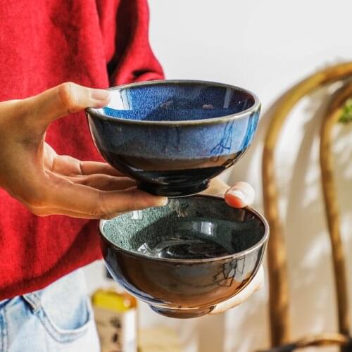 Japanese style rice bowl household ceramic kiln changed tableware 4.5 inch small bowl single creative bowl ramen bowl restaurant