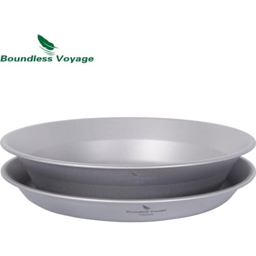 Boundless Voyage Titanium Pan Bowl Set with Carry Bag Outdoor Camping Dish Plate Tableware Cookware Mess Kit