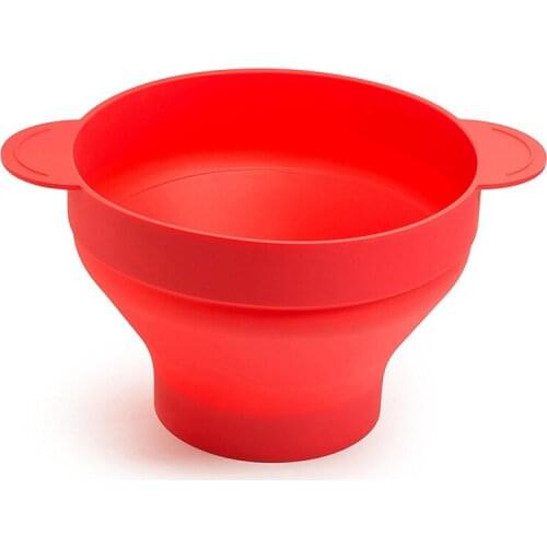 New Popcorn Microwave Silicone Bowl with Lid Foldable Red DIY Popcorn Bucket High Quality Kitchen Easy Tools Large Bowl