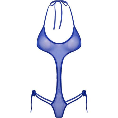 New micro bikini swimwear women swimsuit one piece biquini bikinis Sexy Solid color Transparent Sling String Lace Backless Thong