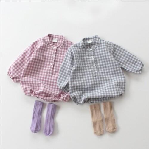 Baby Girl Clothes Spring 2020 Plaid Baby Romper Girl Newborn Baby Clothes Long Sleeve Baby Girl Boy Romper Infant Baby Jumpsuit