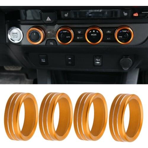1 Set Orange Console AC Air Condition Switch Button Knob Rings Trims Covers Fit for Toyota Tacoma 2020 2019 2018 2017 2016