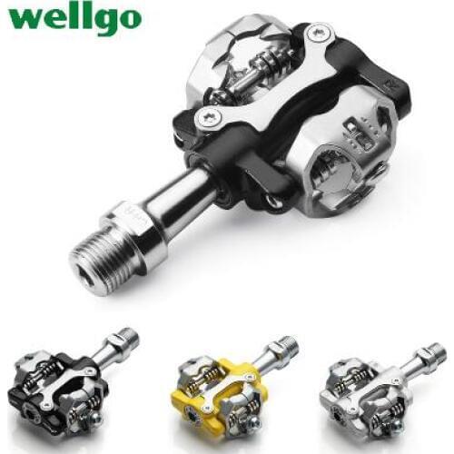 Wellgo W01 MTB Touring Bike Bicycle Clipless Light Pedals 9/16" CR-MO Spindle Sealed Cleats Compatible For SPD 294g