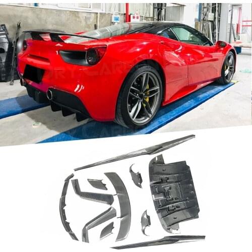 Front Lip Spoiler Side Skirts Bumper Aprons Rear Diffuser Rear Spoiler Trunk Trims case for Ferrari 488 Body kit