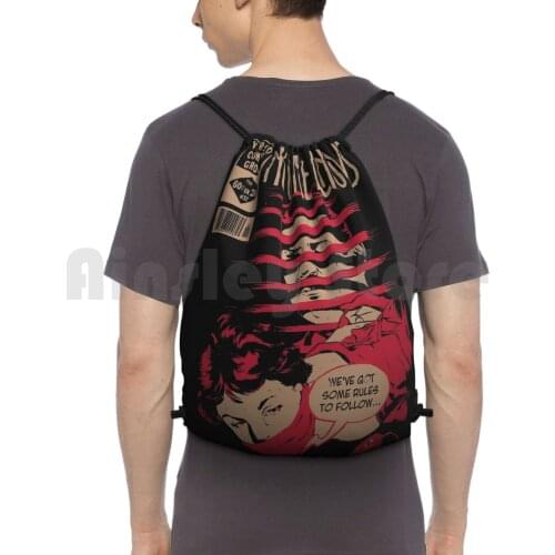 No One Knows Backpack Drawstring Bag Riding Climbing Gym Bag Vintage Film Detective Scene Qotsa No One Knows Music Song Band