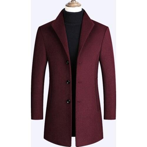 Men Woolen Coat Jacket 2021 New Men Coats Jackets Trench Medium And Long Winter Wool Jacket MenSlim Plus Cotton Thickened Coat