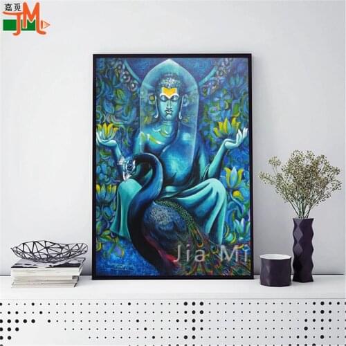 Blue Buddha Statue 5d DIY Diamond Painting Peacock Full Square/Round Diamonds Embroidery Kits Religion And Animal Decorations