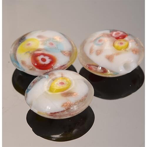 Miasol 5x 20x10mm Milleflori Glass Chamilia Beads Flat Round Disc Glass Lampwork Spacer Beads For Diy Jewelry Making Accessories