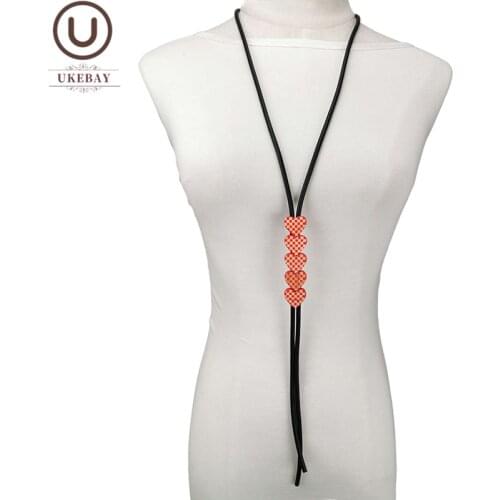 UKEBAY New Long Chain Necklaces For Women Pendant Necklace Heart Love Jewelry Rubber Rope Bohemia Handmade Necklace Female Gifts