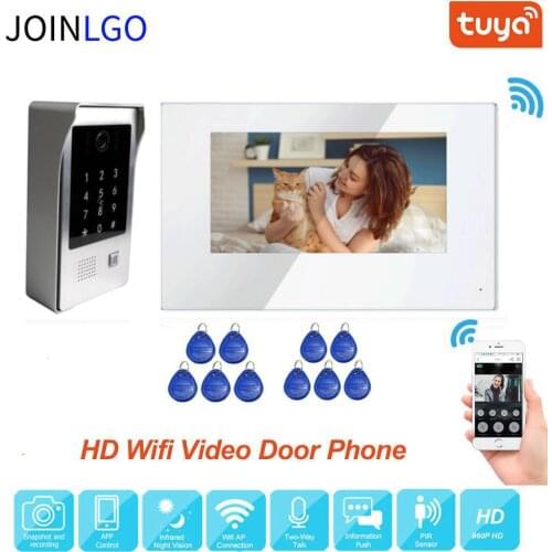 POE 720P AHD 7" Motion Detection Touch Screen IP WIFI Video Intercom Door Phone Doorbell Code Keypad RFIC Camera Tuya APP Unlock