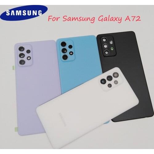 Samsung Galaxy A72 A725 SM-A725F Back Battery Cover Rear Door Housing Case Repair Replacement Parts With Camera Lens And Sticker