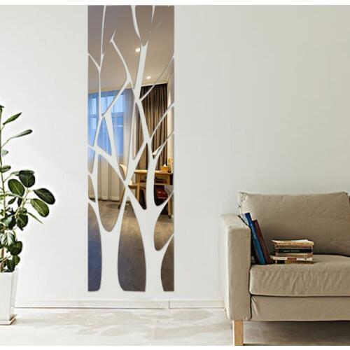 New 3D Tree Mirror Wall Sticker Irregular Acrylic Mirror Sticker Stick On Decal Removable Art Decorative Decal Mirrors 100X28cm