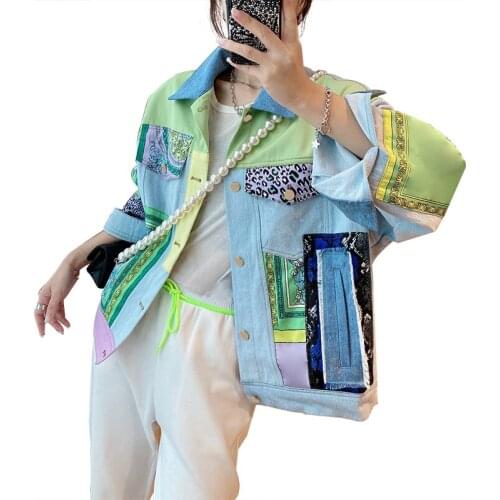 2020 Spring Autumn Streetwear Designer Color Stitching Women Loose Long Sleeve Classic Style Ladies Soft Outerwear