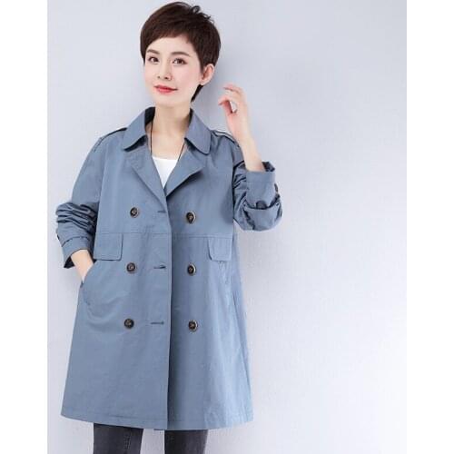 2021 New Autumn Winter Casual Slim Double Breasted Long Trench Coat Women Korean Plus Size Windbreaker Female Cardigan Outerwear