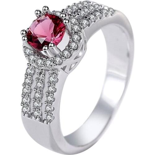 Korean 14k White gold 80 Points Ruby Ring For Women Retro Natural AAA Zircon Diamond Rings Rose Red Gemstone Fine Jewelry Gifts