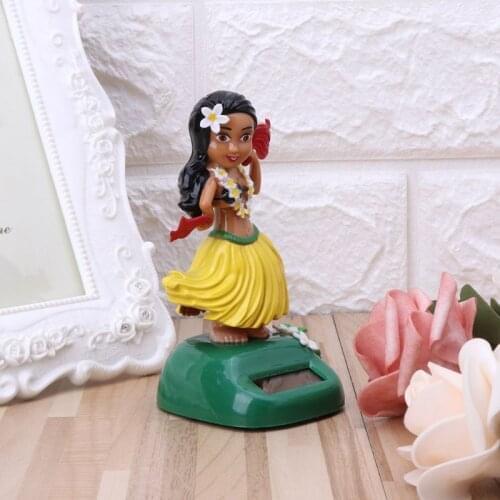 1PC Car Ornaments Hawaii Girl Hula Shaking Head Toy Solar Powered Auto Interior