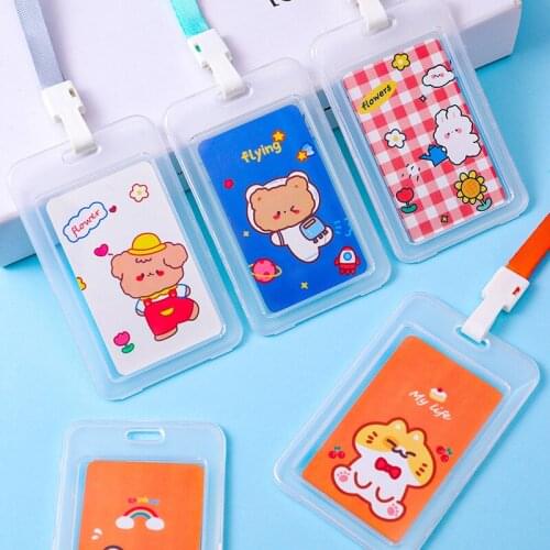 1 Item Student Campus Meal Cartoon Transparent Card Holder Card Id Holder Badge Access Control Belt Lanyard Protective Case