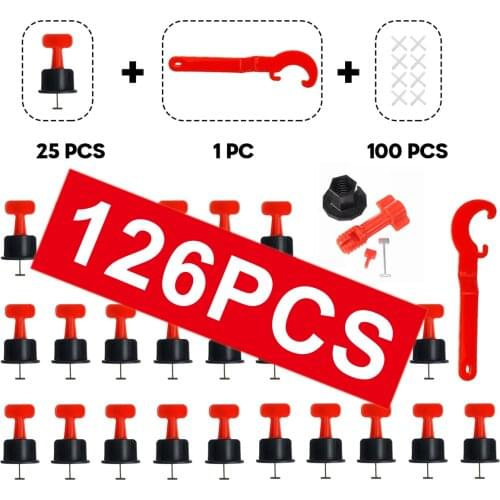 126Pcs Flat Ceramic Floor Wall Construction Tools Reusable Tile Leveling System Kittile Leveling System Kit For Tile