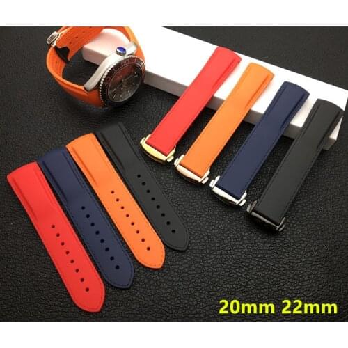 20mm 22mm Black Blue Waterproof Curved End Silicone Rubber Watch band for Omega strap Seamaster Planet 232 Ocean Bracelet Tools