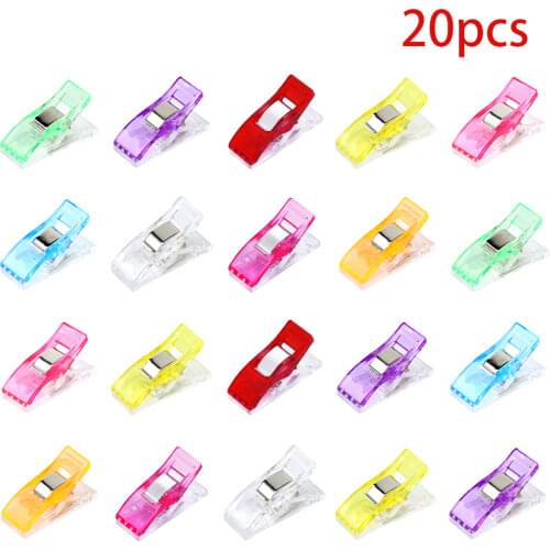 Nonvor 20pcs Job Foot Case Multicolor Plastic Sewing Clips Fabric Clamps Patchwork Hemming Colors Binding Clips Paper
