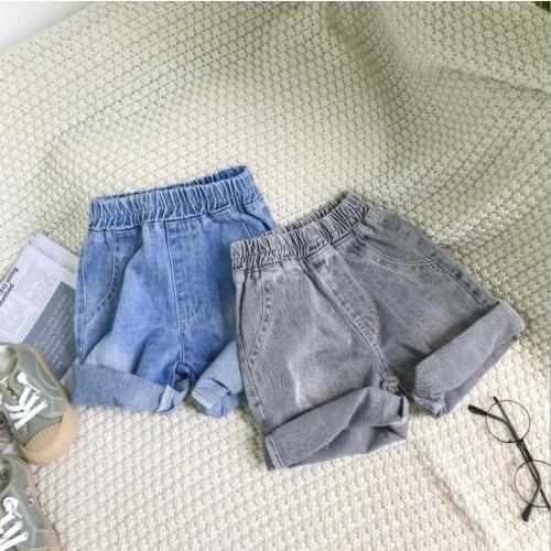2021 new style girls boys denim shorts summer cotton fashion kids shorts