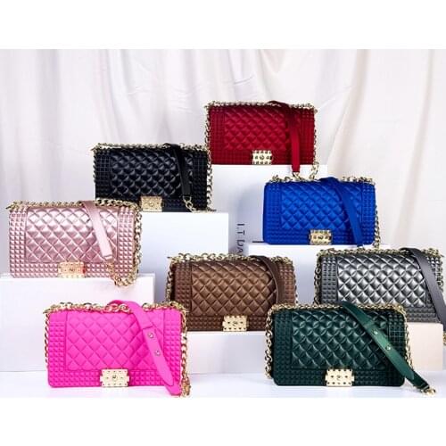 2021 Xianjian Summer Jelly Pink Handbag With Rivet Decoration Rivet Jelly Beach Handbag For Woman