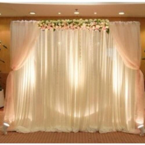3*3m White wedding ice silk wedding backdrop Stage curtain with swag