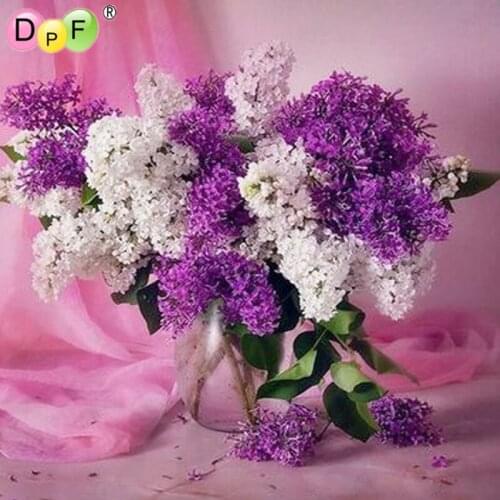 3d DIY Diamond Painting Cross Stitch purple Flower vase Crystal Diamond embroidery Needlework Home Decor rhinestone crafts