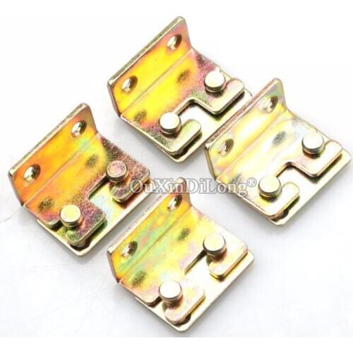 4PCS Iron Zinc Plated 32mmx25mmx18mm Screw Fixed Childrens Bed Hinge Rail Brackets Connecting Fittings Furniture Hardware GF270