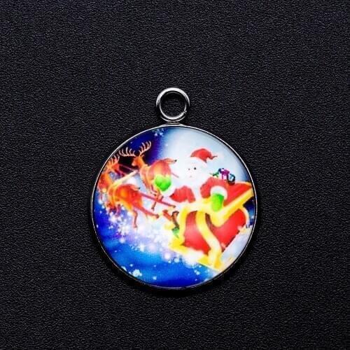 5pcs/lot Merry Christmas Santa Cabochon Jewelry Pendant DIY Charms Wholesale Necklace Making Charm OEM Order Accepted